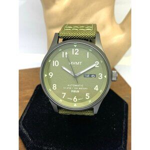 MVMT Men's Watch Field Automatic Green Dial Day Date Nylon Band 42mm